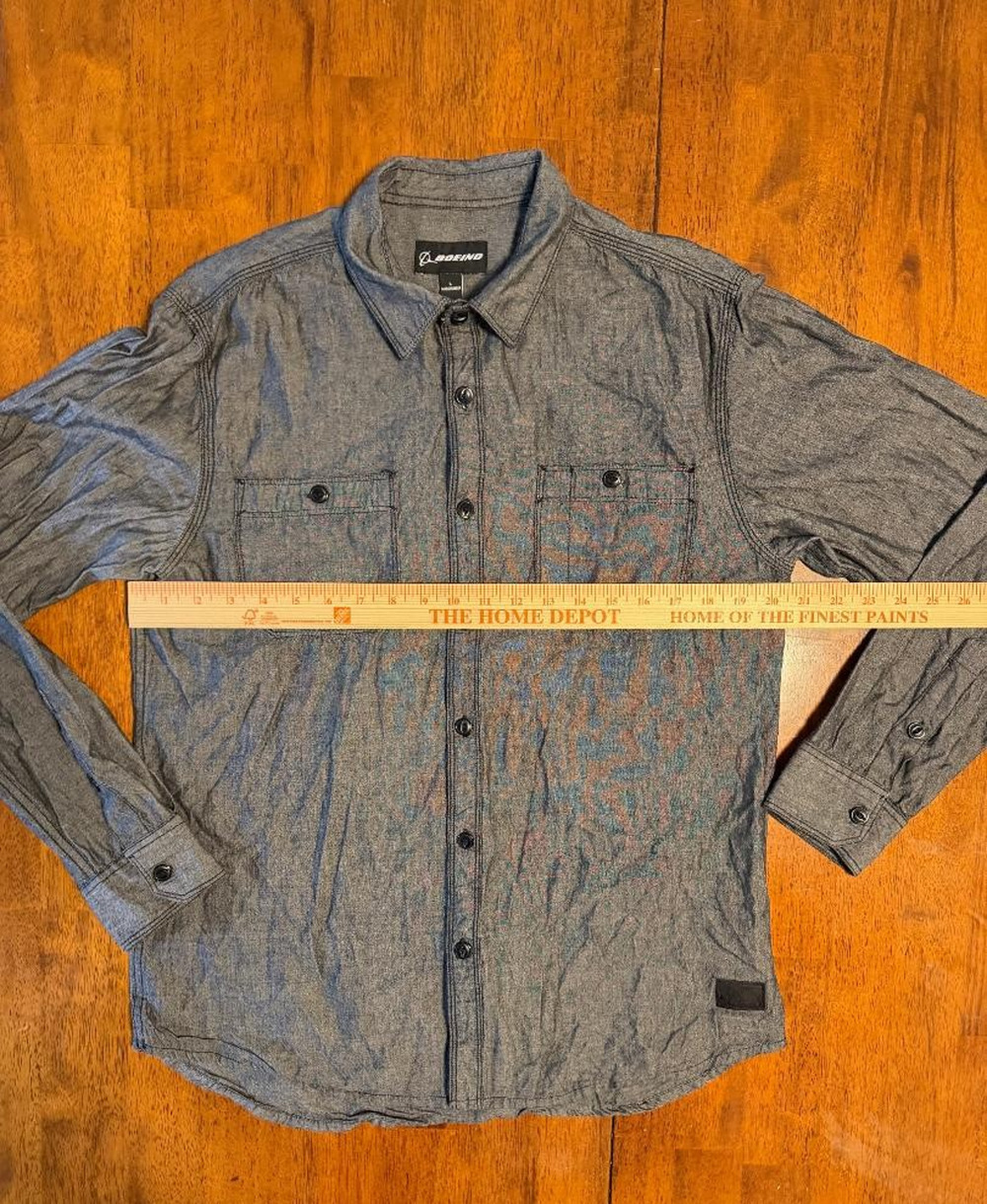 Mens Boeing Long Sleeve Button Up Shirt, Size L